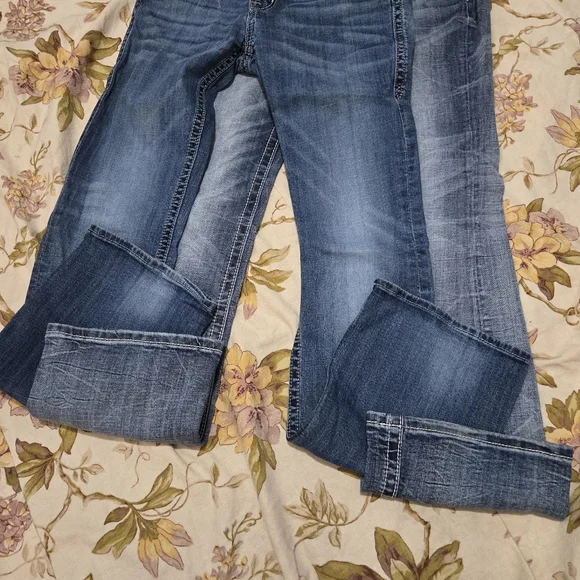 Y2K Miss Me & Rock Revival Women's Blue Denim Bootcut Jeans Bling Pockets - Picture 6 of 7